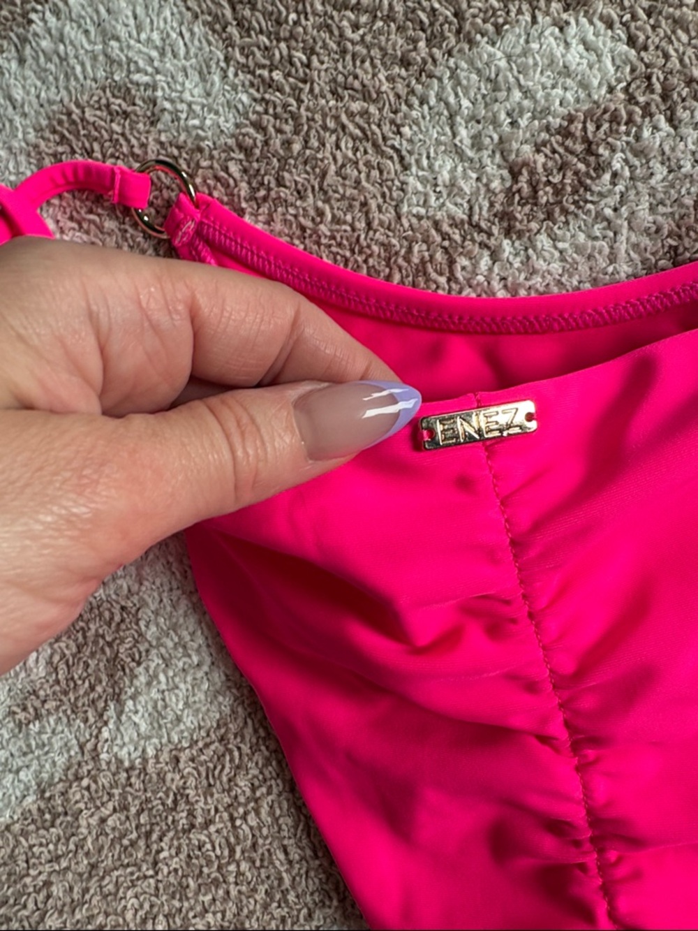 ENEZ Hot Pink Triangle String Bikini Set - Picture 8 of 8